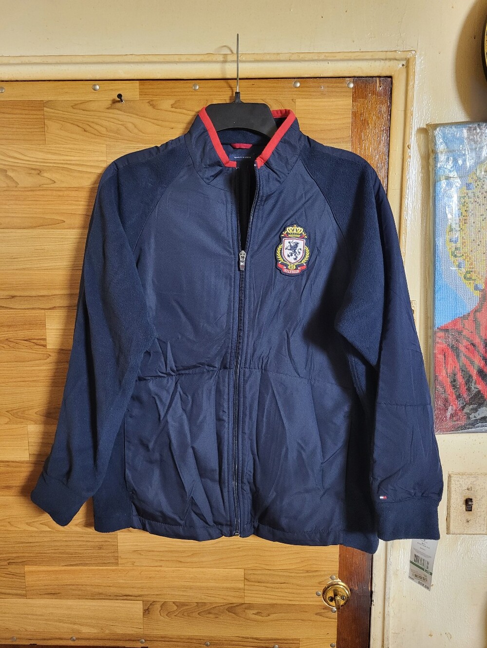 Tommy Hilfiger Kids Navy Fleece Insulated Zip Up Jacket Pockets Size Large EUC